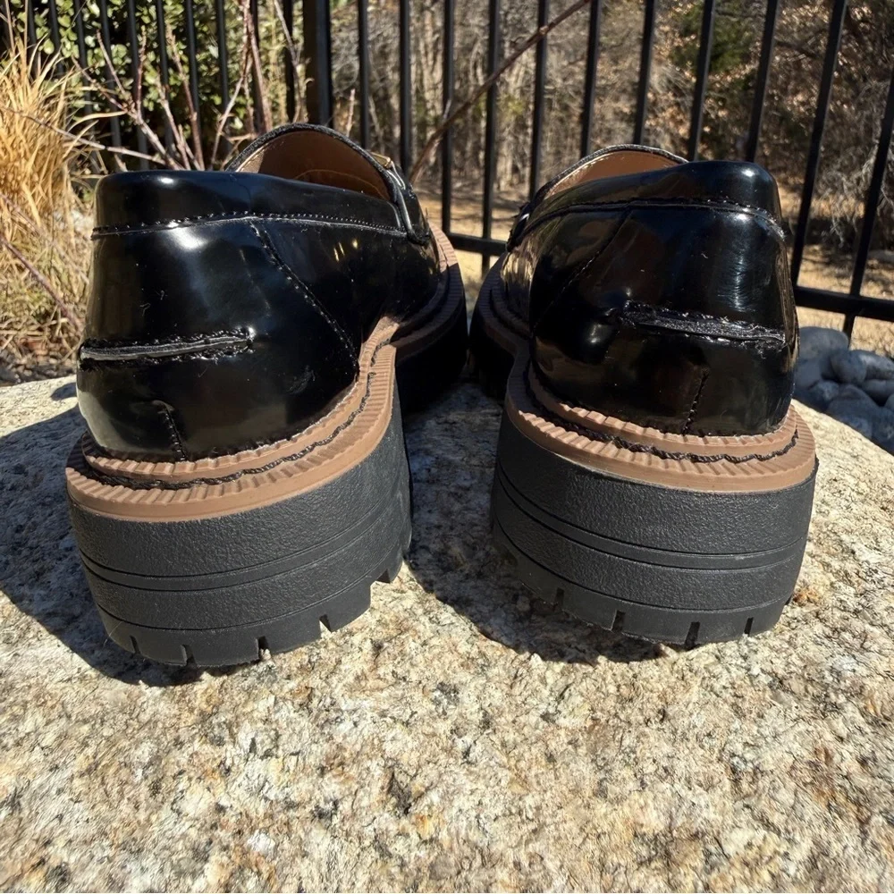 Sam Edelman Girl’s Laurs Leather Lug-Sole Loafers Size 11 Black Dressy Preppy